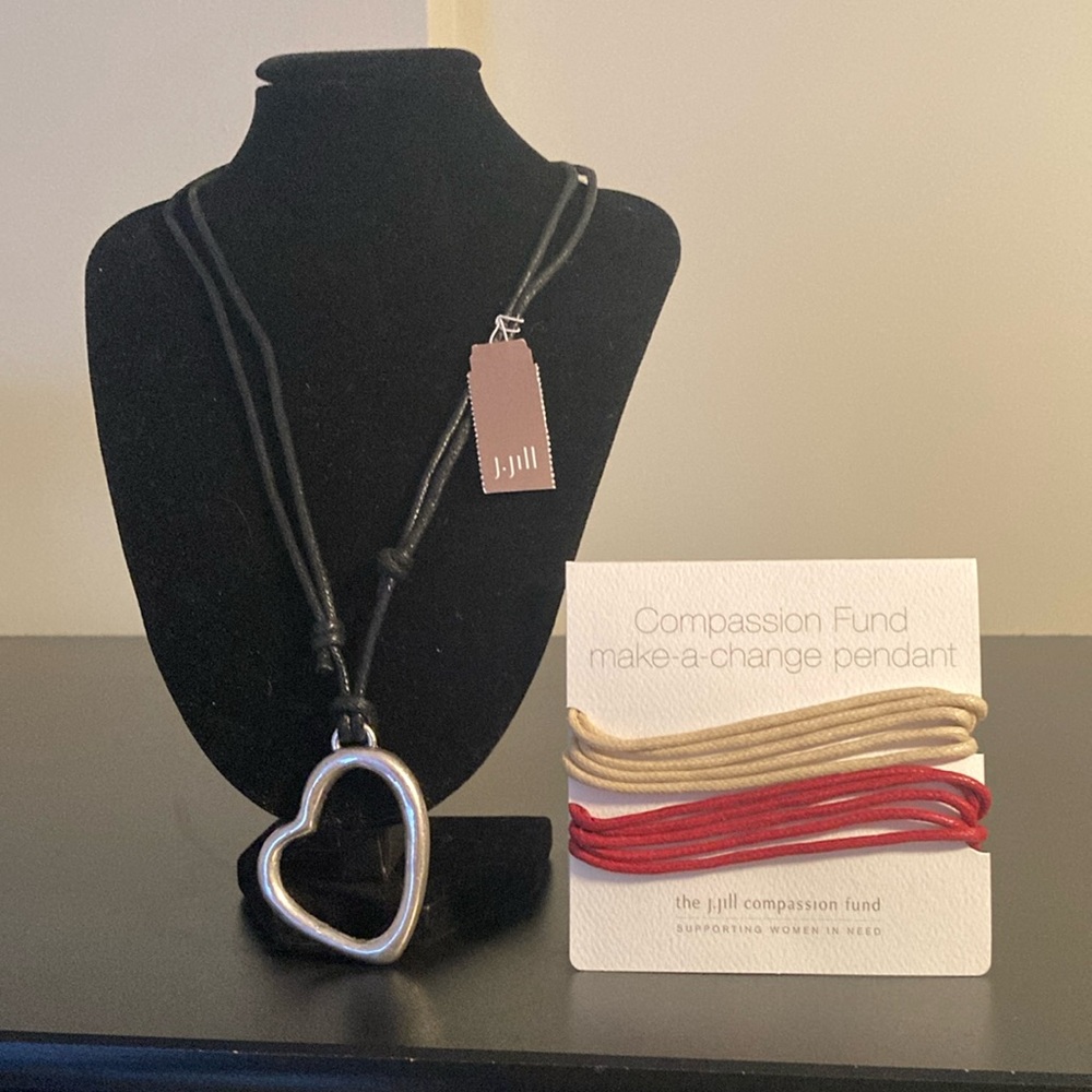 J. Jill Silver Heart Necklace Compassion Fund Supporting Women changeable cord. - Picture 2 of 4